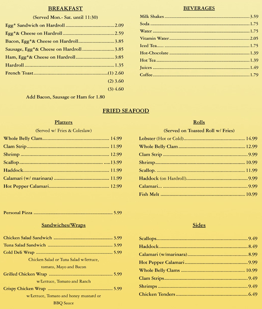 Wonderful menu for casual dining at Mitchell's on the River, Rocky Hill, CT